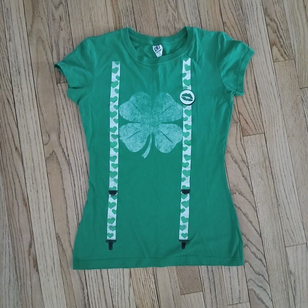 T-Shirt Saint Patrick's Day 100% Cotton Optima Juniors Shamrock 4 Leaf Clover